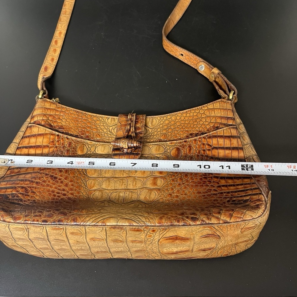 Brahmin Isabelle Metallic Toasted Almond Embossed Croc Leather Bag (B420) - Picture 14 of 16